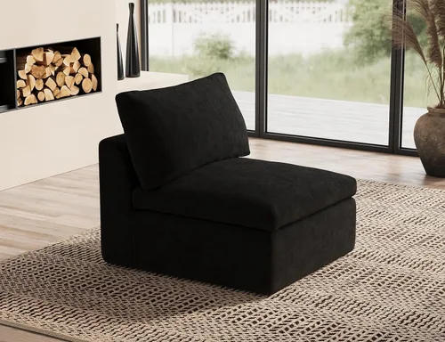 Vista 13 de ohllob Sofás seccionales Cloud de 110 pulgadas para sala de estar, sofá deshuesado en forma de L con otomana, sofá modular de 3 plazas, color negro