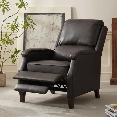 Vista 9 de VKNOW Silla reclinable de piel sintética con respaldo ajustable, color Marrón (Chestnut Brown)