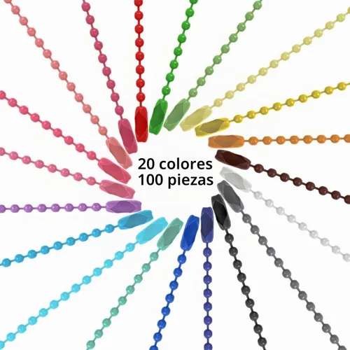 Vista 4 de SANNIX 100 cadenas de cuentas de bola, cadena de metal a granel con Colores variados