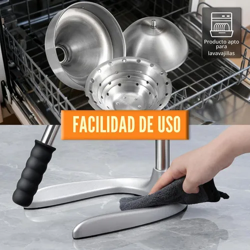 Vista 6 de Sopito Exprimidor manual, exprimidor de naranja sin esfuerzo, exprimidor de mano de acero inoxidable de seguridad profesional para cítricos, limón