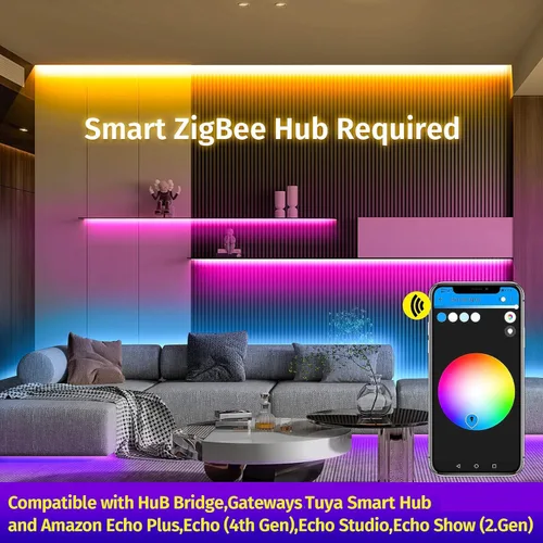 Vista 3 de GIDEALED Paquete de 2 controladores LED inteligentes ZigBee 3.0 de 2 salidas para tiras RGB de 4 pines regulables compatibles con Hub Bridge, Amazon