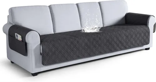 Vista 34 de VANSOFY Funda para Sofá, Fundas de Sofá Impermeables Lavables Forro Protector de Muebles Fundas de Asiento de Sofá Antideslizantes para Perros, Negro
