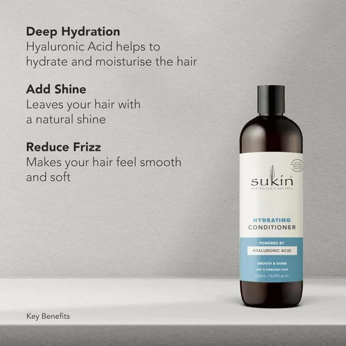 Vista 5 de Sukin Acondicionador hidratante, sin sulfatos, repara el cabello seco y dañado, antiencrespamiento, aroma a coco y lima, 16.91 onzas líquidas