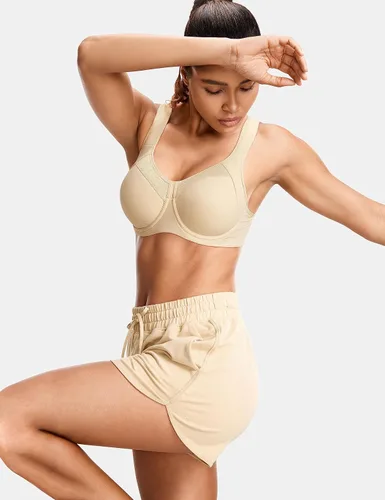 Vista 5 de SYROKAN Sujetadores deportivos para mujer, con aros de alto soporte, acolchados, de alto impacto, cobertura completa, para correr, gimnasio