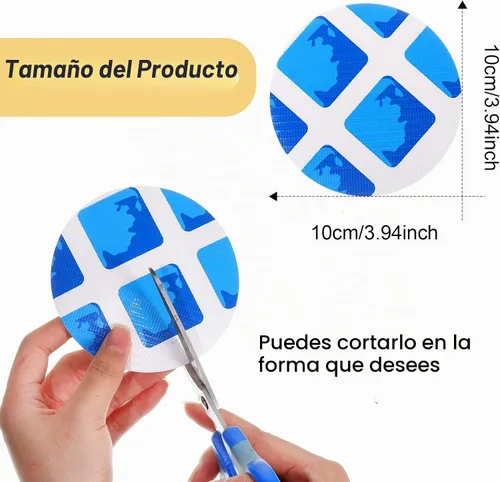 Vista 2 de Outus - Kit de reparación de parches de vinilo para piscina de 4 pulgadas, 24 piezas, azul a cuadros