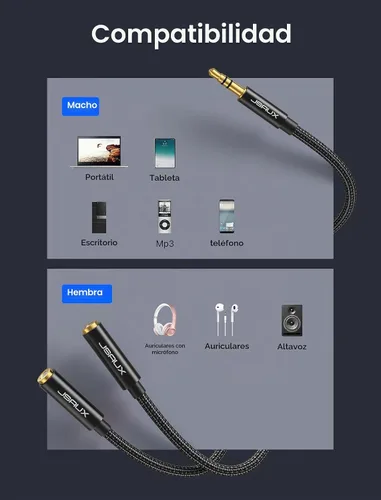 Vista 5 de JSAUX Divisor de auriculares para 2 auriculares, divisor de 0.1 in
