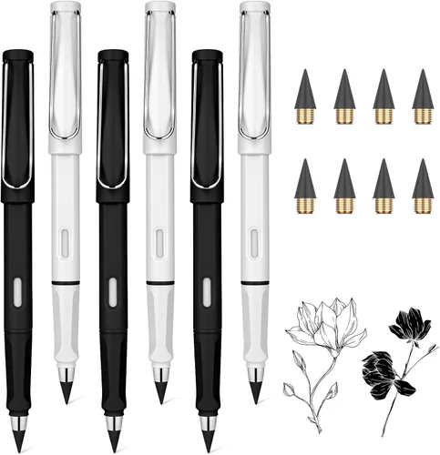 Vista 16 de Ainiv Lápiz de color sin tinta, 12 juegos de lápiz infinito sin afilar, reutilizable, con 12 puntas reemplazables de color extra para escribir