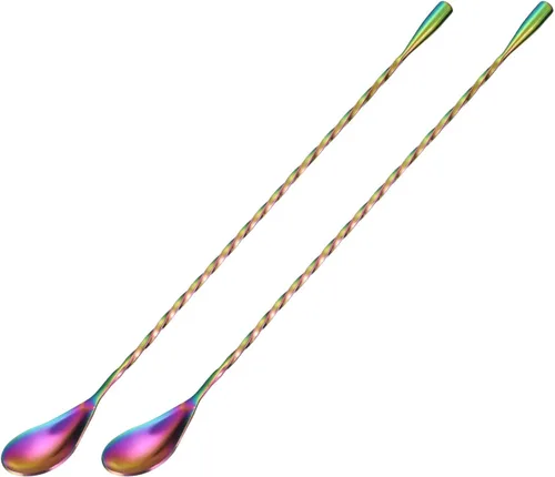 Vista 8 de uxcell Cuchara de bar para mezclar cócteles, 2 cucharas de acero inoxidable de mango largo de 12 pulgadas, cucharas de mezcla de bebidas con mango