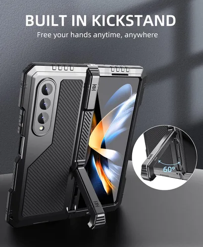 Vista 4 de Mitywah Armour - Funda para Saumsung Fold 4, protección de cuerpo completo para Galaxy Fold 4 con soporte para bolígrafo S, funda resistente a