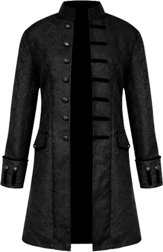 Vista 2 de Disfraz steampunk para hombre, estilo vintage, victoriano, gótico, vampiro, cosplay, Halloween, renacentista, uniforme