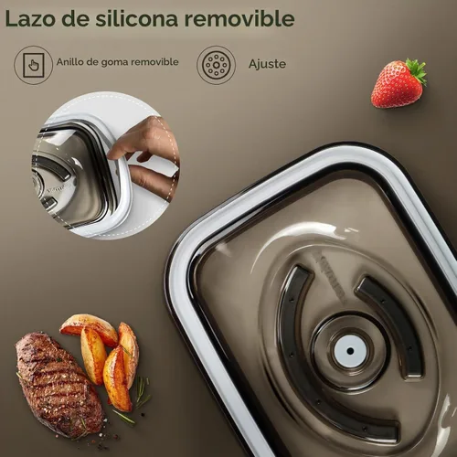 Vista 5 de Vakumar Recipientes de almacenamiento de alimentos con sellado al vacío, 2 recipientes selladores al vacío para guardar y mantener el sabor