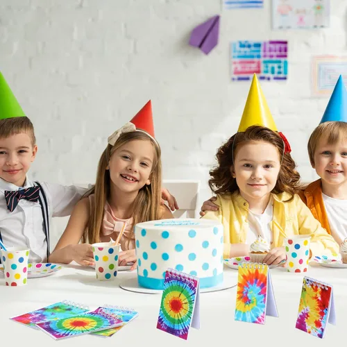 Vista 7 de Nezyo 24 cuadernos pequeños de teñido anudado, cuadernos de bolsillo pequeños en espiral, juego de divertidos cuadernos pequeños en blanco