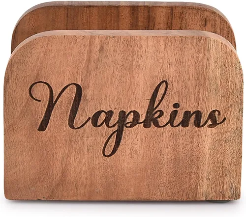 Vista 4 de NIRMAN Servilleteros de madera de acacia para cocina, dispensador de servilletas de papel vertical para cocina, decoración de mesa de comedor