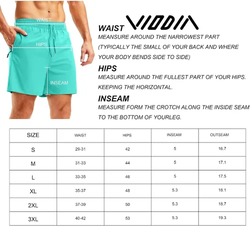 Vista 7 de Viodia Traje de baño para hombre de 5 pulgadas con bolsillos con cremallera, pantalones cortos de playa de secado rápido para hombre, traje de baño