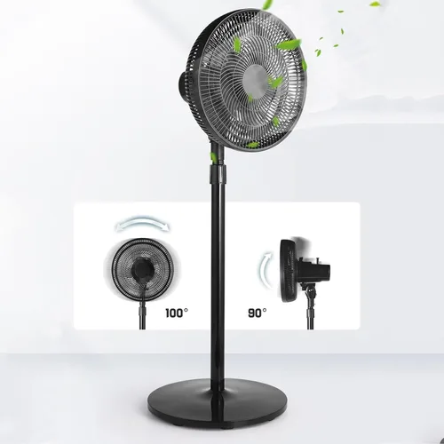Vista 4 de Ventilador de piso solar portátil, ventilador de pedestal oscilante recargable con panel solar, batería de 15600 mAh, dos métodos de carga
