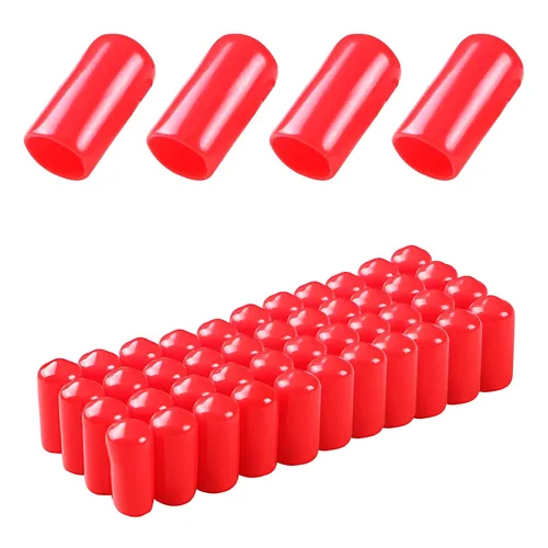 Vista 48 de Cubierta de tapa de extremo redondo de goma 0.08 pulgadas (0.079 in), protectores de rosca de tornillo de PVC flexible de tubería de tubería