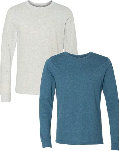 Vista 173 de Canvas Filmore 3501 - Camiseta de 4.2 onzas para hombre manga larga (1) Ceniza + (1) Jaspeado atlético