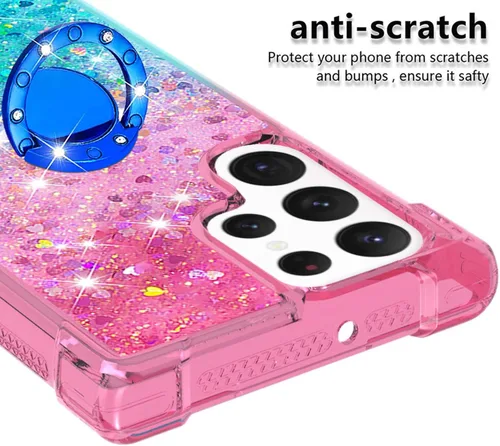 Vista 4 de Funda para Samsung Galaxy S22 Ultra, Gradient Quicksand Series Glitter Bling Flowing Liquid Flotante TPU Bumper Cushion Reforzado Corners Women