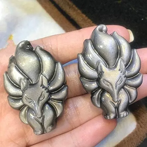 Vista 6 de Collar con colgante de zorro de nueve colas con cadena de cuentas para mujer o mujer