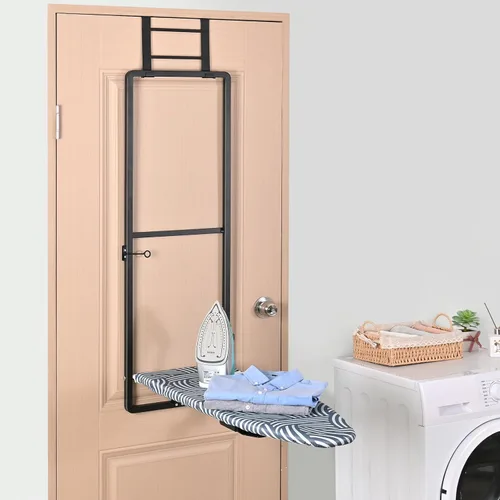Vista 5 de KINGBOARD Tabla de planchar para colgar sobre la puerta, tabla de planchar colgante con soporte para plancha, 36" x 12" tabla de planchar compacta