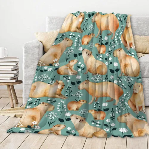 Vista 9 de Cabybara - Manta de franela Capybara ultrasuave y bonita para niños y niñas, manta de felpa acogedora y divertida de animales, regalo divertido