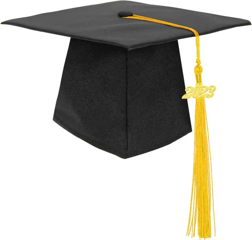 Vista 15 de Gorra de graduación negra con borla 2023/2024 para secundaria y licenciatura Negro Tassel