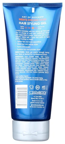 Vista 2 de Giovanni MEN Strong Hold Gel para peinar el cabello con ginseng y eucalipto, sujeción de larga duración, sin escamas, control de encrespamiento