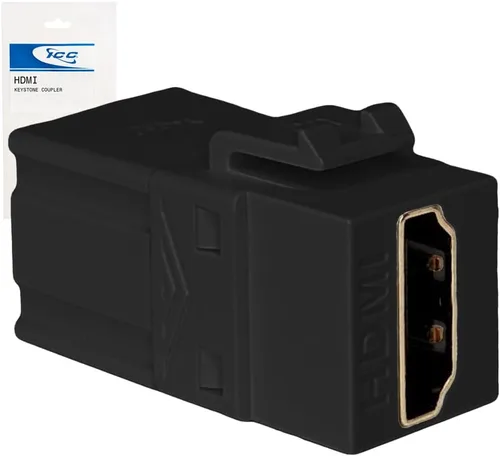 Vista 10 de ICC Conector Keystone HDMI de 90 grados, acoplador HDMI hembra a hembra, inserto de ángulo recto para placa de pared, estilo HD, blanco, individual
