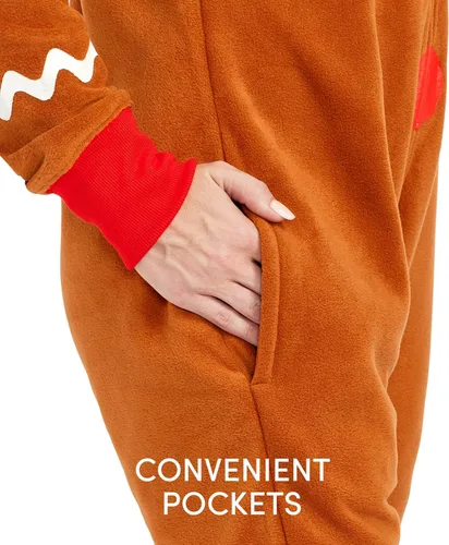 Vista 4 de Tipsy Elves - Enterizo navideño para adultos, cómodo, festivo y a juego para hombres y mujeres con bolsillos prácticos