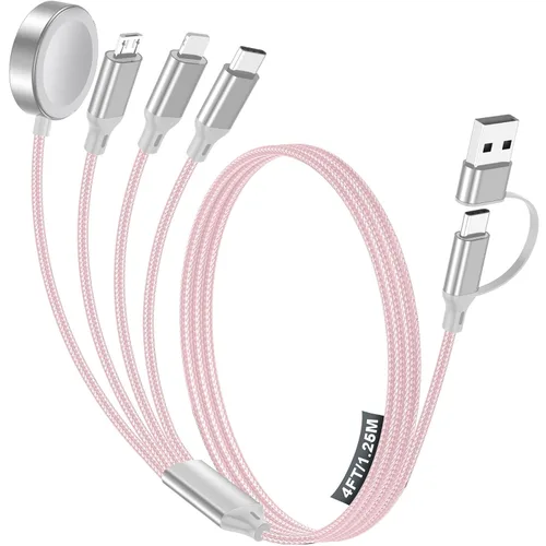 Vista 14 de Cable de carga múltiple para cargador de Apple Watch/cargador de iPhone, cable tipo C para iWatch Ultra/10-2/iPhone 17-11/Samsung S25-S20 1-negro