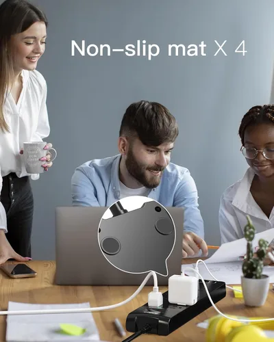 Vista 6 de Addtam - Regleta de alimentación con 10 tomas y 4 puertos USB (2 USB C), 2700J, 6 pies Extension Cord with Multiple Outlets, Surge Protector Power
