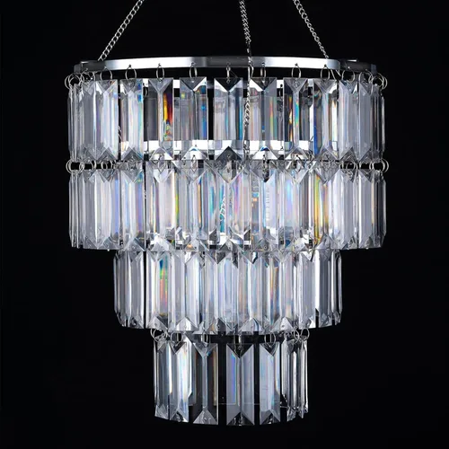 Vista 4 de Lámpara de Araña Moderna con Pantalla y Cable de Luz con Enchufe - Accesorio de Iluminación de Lámpara de Araña Cromada - Pantalla de Techo Colgante