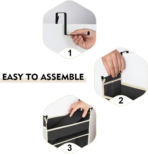 Vista 6 de Organizador para colgar sobre la puerta, 5 estantes y 10 bolsillos laterales, almacenamiento sobre la puerta para baño y dormitorio, organizadores