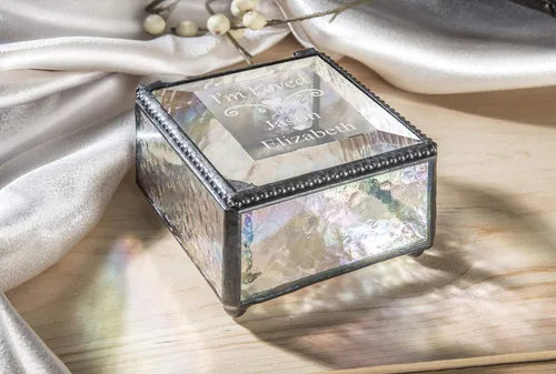 Vista 6 de Caja de joyería personalizada para regalo de mamá con grabado de cristal decorativo para vitrina de almacenamiento organizador de recuerdo para su