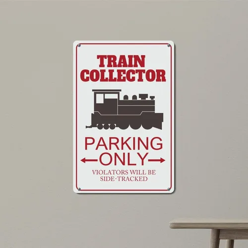 Vista 5 de Letrero de metal para coleccionista de trenes, arte de pared de metal solo para estacionamiento, decoración del hogar, tren, conductor, ferrocarril