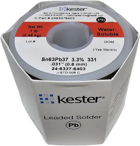 Vista 2 de Kester 331 - Soldadura de núcleo orgánico 63/37 .031, carrete de 1 libra por NTE Electronics (2)