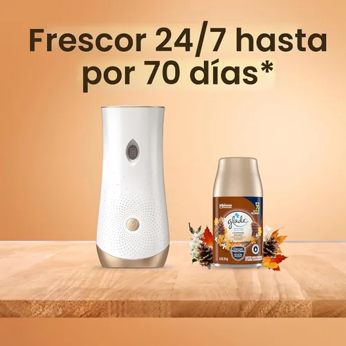 Vista 5 de Glade Kit automático de repuesto y soporte de aerosol, ambientador para el hogar y el baño, maderas de cachemira, 6.2 onzas