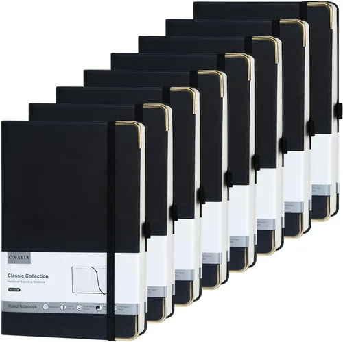 Vista 10 de ONAVIA Cuaderno rayado A5 - Papel grueso de 100 g/m², cuaderno de tapa dura para escribir, trabajo, viajes, escuela, cuaderno rayado para mujeres
