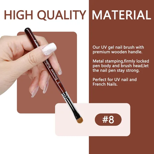 Vista 3 de Present Pincel para uñas de gel, pincel de gel UV, pincel de puntas de uñas para arte de uñas, herramientas de arte de uñas con mango de madera