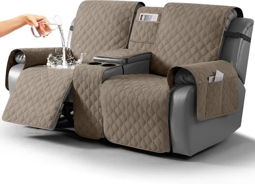 Vista 14 de TAOCOCO Funda para Sillón de Dos Plazas Reclinable 100% Impermeable con Consola Central, Funda de Sofá Reclinable Reversible para 2 Asientos