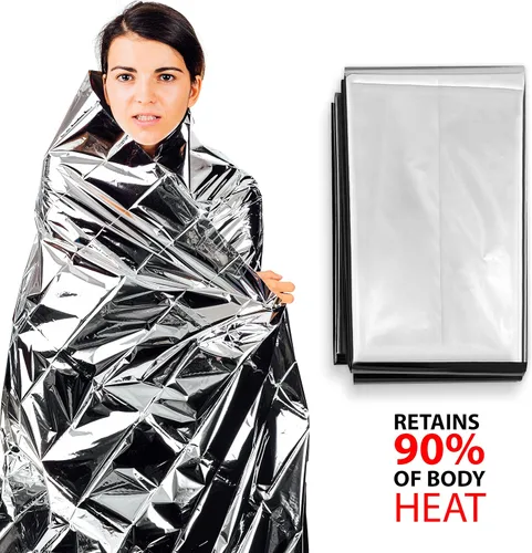 Vista 6 de ASA TECHMED Mantas térmicas de Mylar de emergencia a granel, manta espacial, kit de supervivencia para camping, kit de primeros auxilios