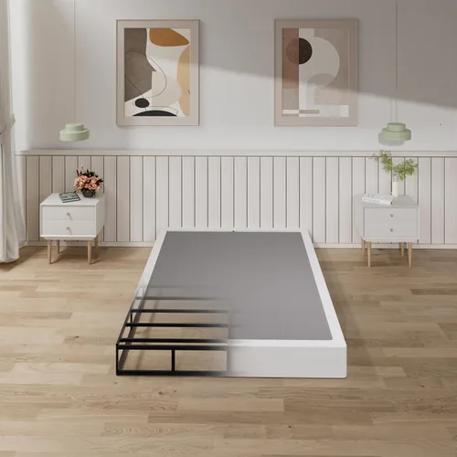 Vista 11 de Tyndall Box Spring - Base de colchón individual de metal de 7 pulgadas, base de colchón resistente de 3000 libras con cubierta de tela, fácil