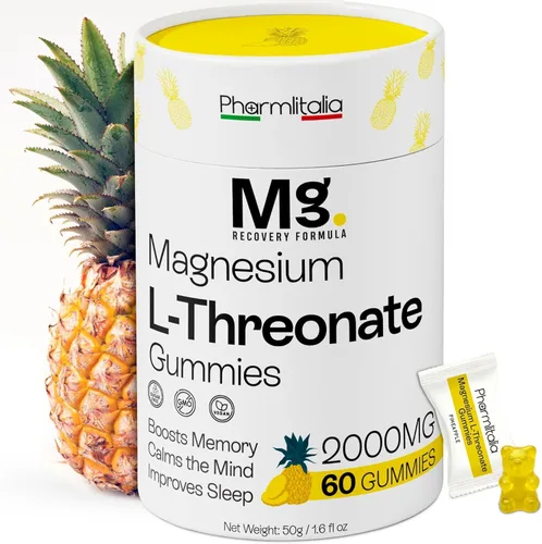 Vista 10 de Gomitas de magnesio L-treonato para adultos y niños de 2000 mg – Suplementos cerebrales para memoria y concentración – Gomitas de magnesio calmantes