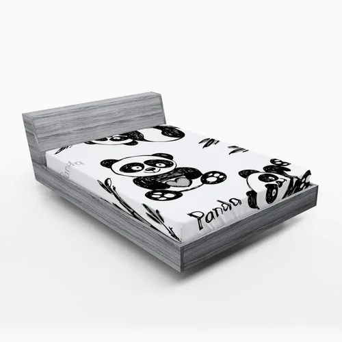 Vista 16 de Ambesonne Juego de sábanas bajeras veganas, ilustración de plátanos simétricamente alineados con patrón de frutas exóticas, funda de cama