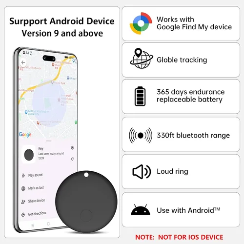Vista 5 de Rastreador Bluetooth Android - Paquete de 2 localizadores de artículos que funcionan con Google Find My App (solo para Android), etiqueta