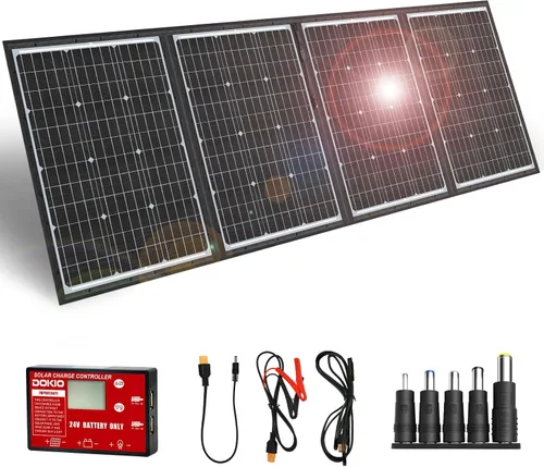 Vista 11 de Dokio XX panel solar monocristalino, plegable, de 12 voltios