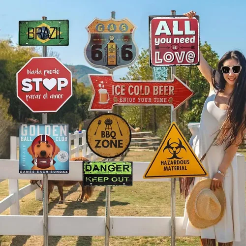 Vista 7 de Letreros personalizados para negocios al aire libre de metal con texto en inglés «Make Your Own 12X12» Letrero personalizado para jardines al aire