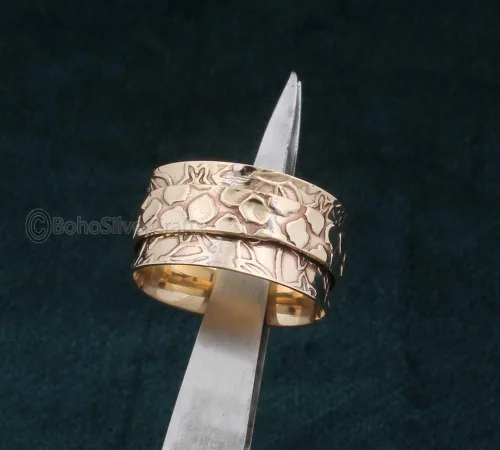 Vista 3 de Spinner Ring Women, 925 Silver Ring, Handmade Ring Silver, Unique Spinner Ring, Worry Spinner Rings, Wide Band Ring, Fidget Spinner Ring, Spinner