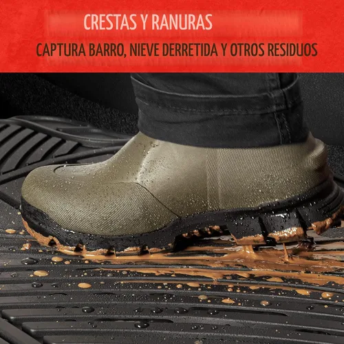 Vista 5 de Motor Trend FlexTough Performance - Alfombrillas de Goma para Auto de Todo Clima con Revestimiento de Carga – Juego Completo de Alfombrillas