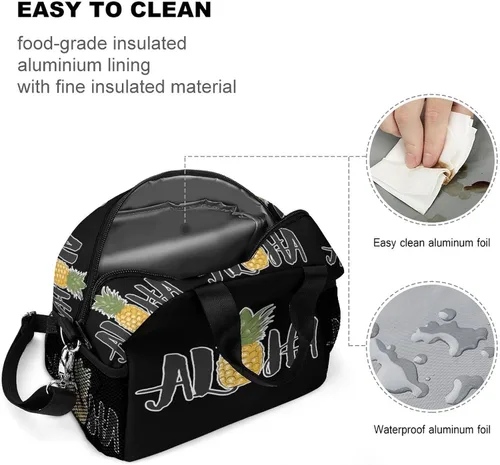 Vista 7 de Bolsa de almuerzo hawaiana única, reutilizable, aislada, bolsa de lonchera, contenedor para mujeres y hombres